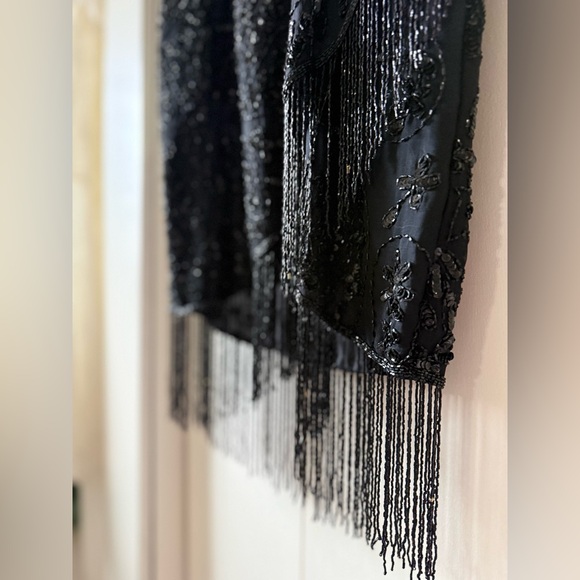 Gorgeous Vintage 70s Stenay Elegant Mini Dress w Beaded Embellishments 100% Silk - Picture 6 of 10